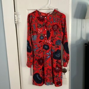 Ann Taylor Loft primavera red button front shirt dress
